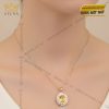 Mặt dây chuyền vàng hồng Au750 đính kim cương và đá quý