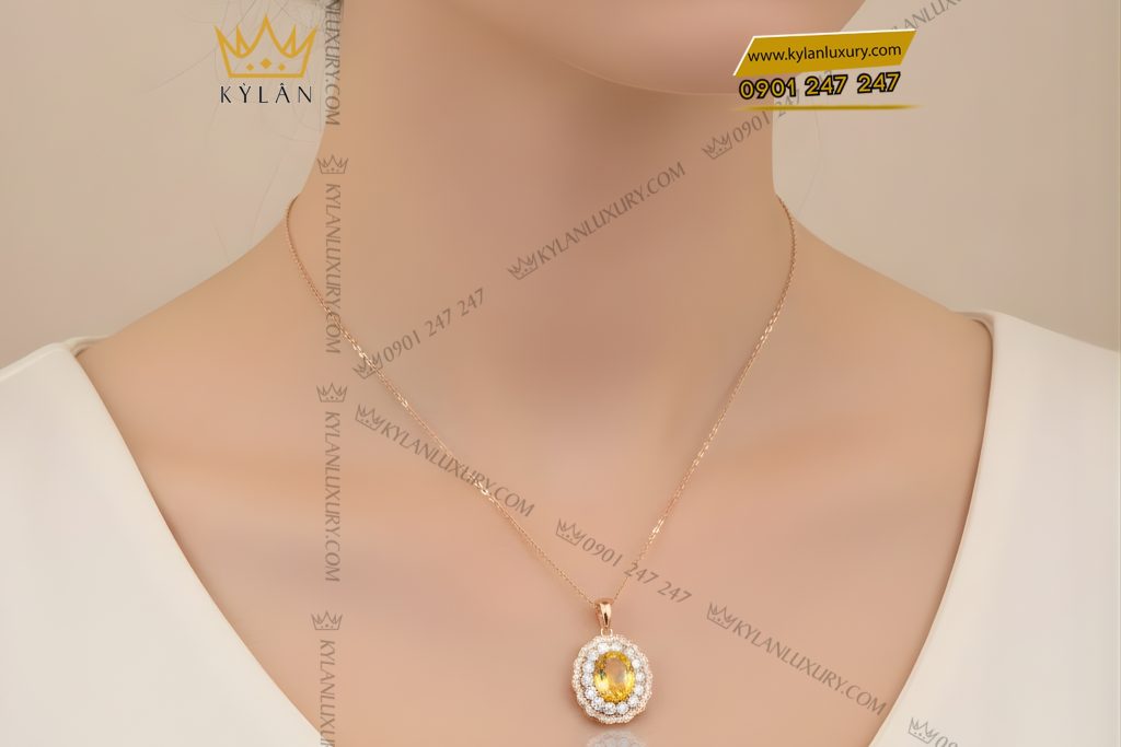 Mặt dây chuyền vàng hồng Au750 đính kim cương và đá quý 13 Kỳ Lân Luxury Mat day chuyen vang hong Au750 dinh kim cuong va da quy 8 Mặt dây chuyền vàng hồng Au750 đính kim cương và đá quý