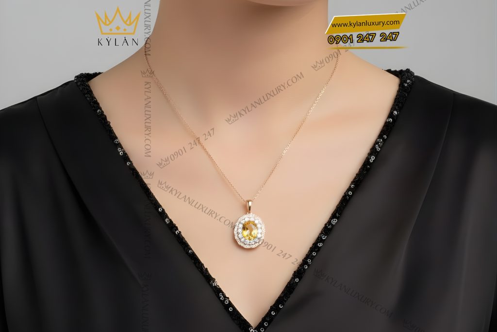 Mặt dây chuyền vàng hồng Au750 đính kim cương và đá quý 6 Mặt dây chuyền vàng hồng Au750 đính kim cương và đá quý