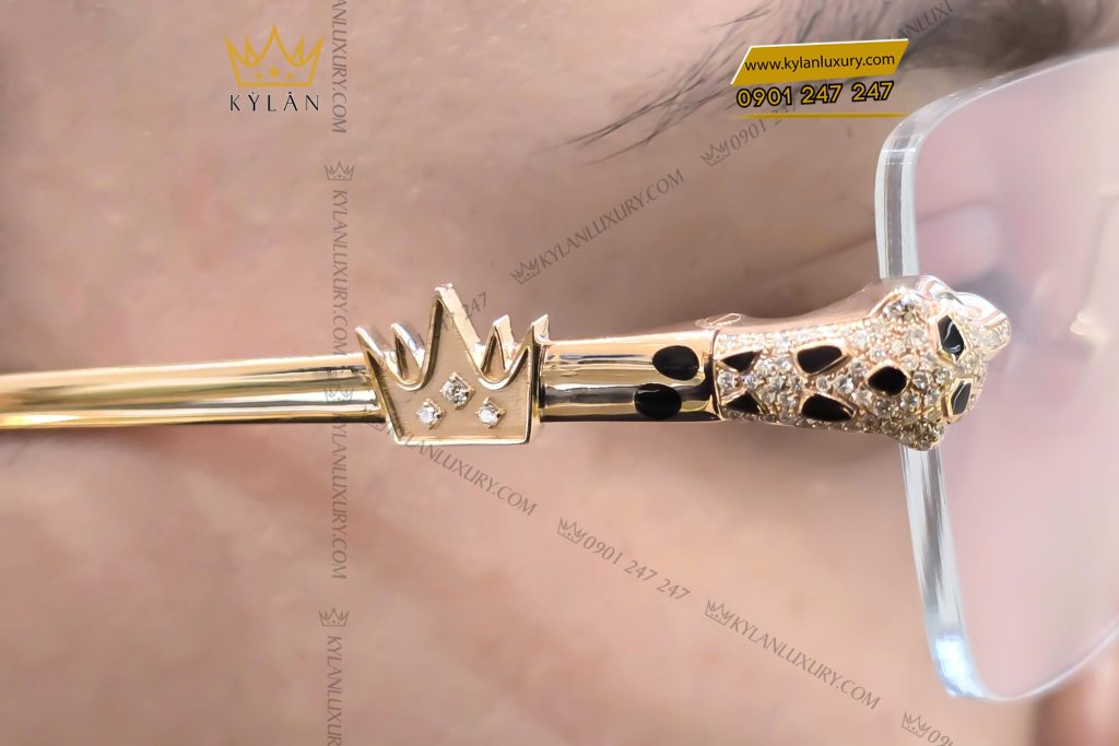 Mắt kính Bella vàng hồng Au750 đính kim cương