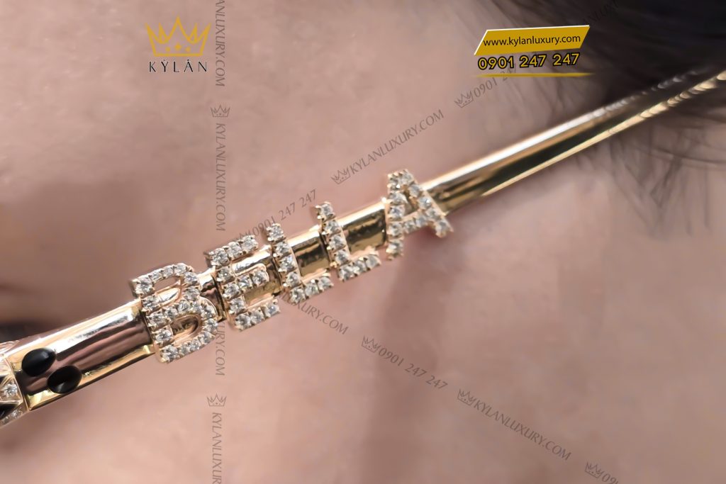 Kỳ Lân Luxury Mat kinh Bella vang hong Au750 dinh kim cuong 14 Mắt kính Bella vàng hồng Au750 đính kim cương