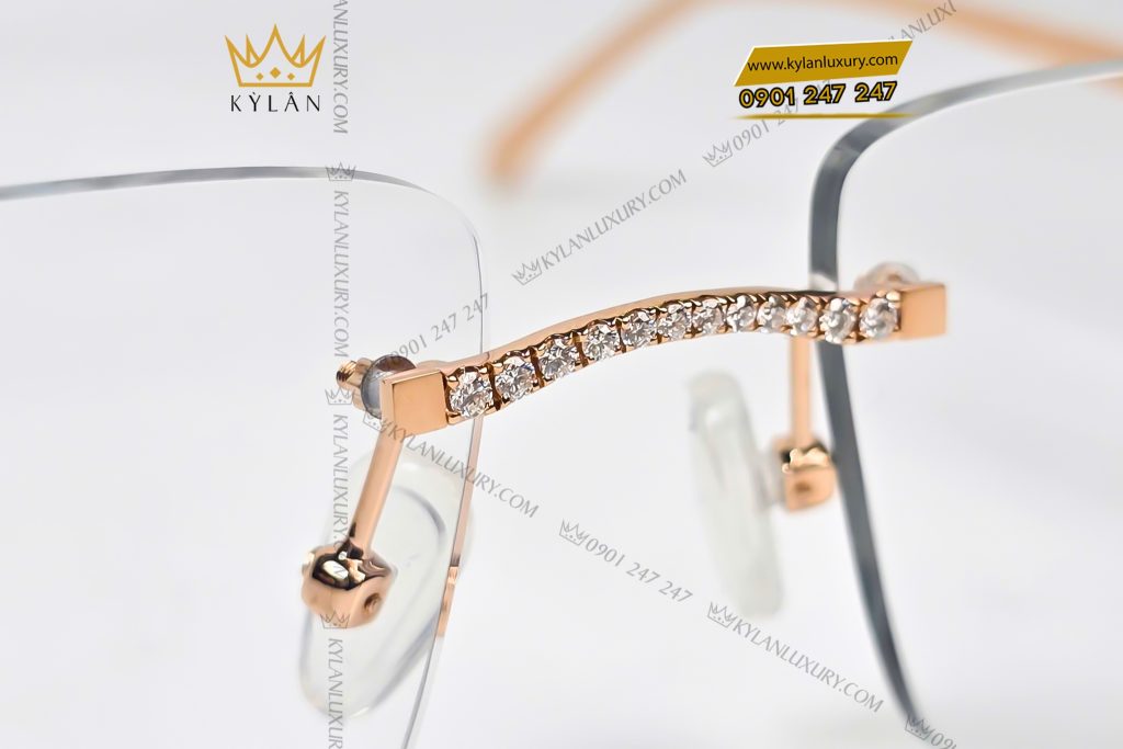 Kỳ Lân Luxury Mat kinh Bella vang hong Au750 dinh kim cuong 6 Mắt kính Bella vàng hồng Au750 đính kim cương