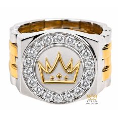 Nhẫn Kỳ Lân Crown demi vàng Au750 đính kim cương