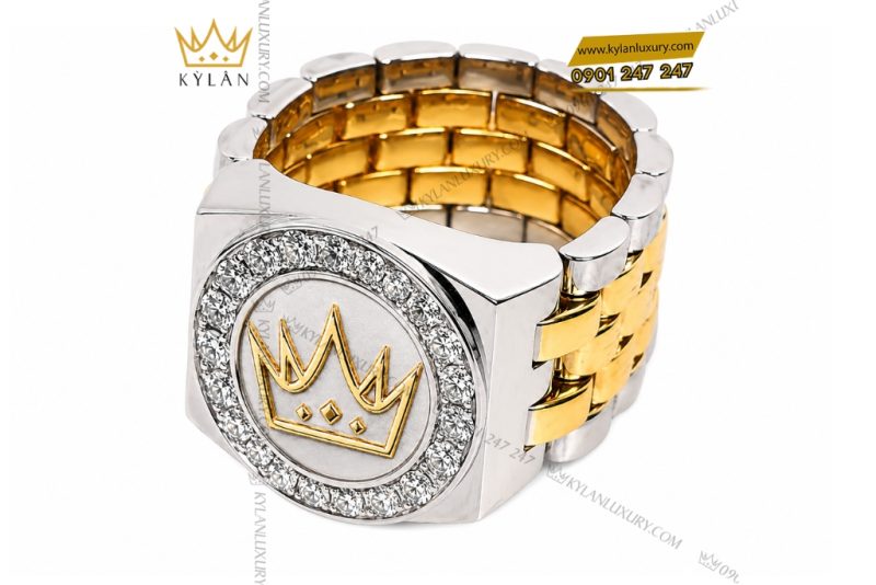 Nhẫn Kỳ Lân Crown demi vàng Au750 đính kim cương
