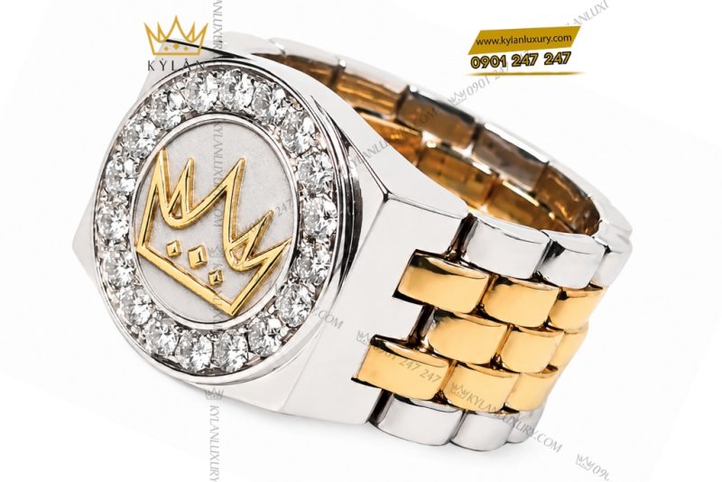 Nhẫn Kỳ Lân Crown demi vàng Au750 đính kim cương