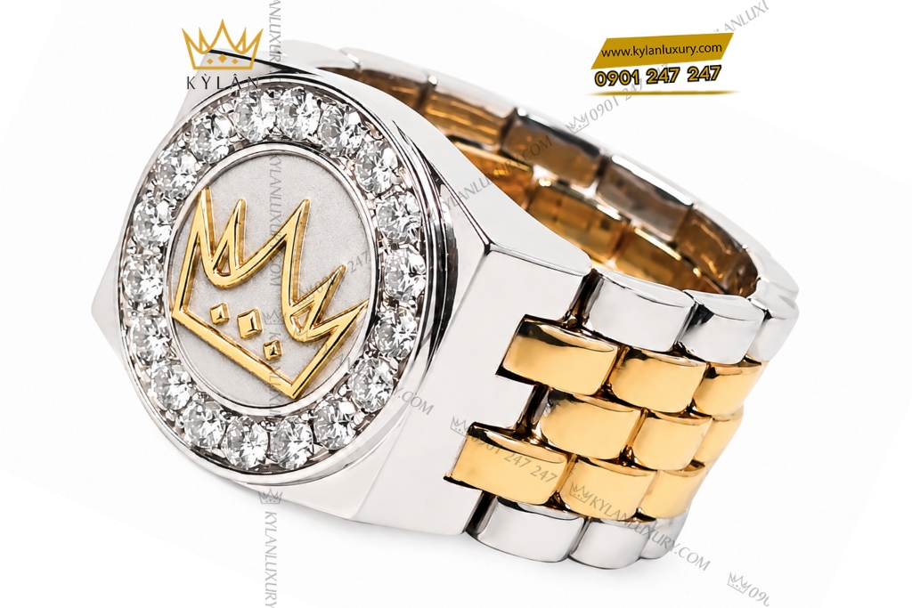 Kỳ Lân Luxury Nhan Ky Lan Crown demi vang vang Au750 dinh kim cuong 6 Nhẫn Kỳ Lân Crown demi vàng Au750 đính kim cương