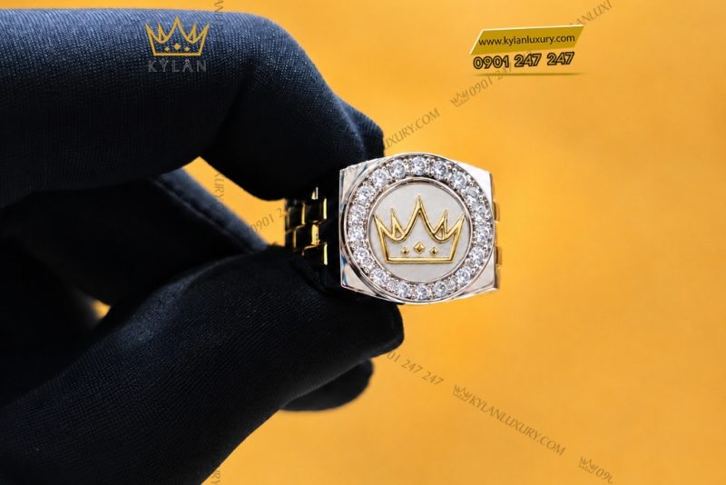 Nhẫn Kỳ Lân Crown demi vàng Au750 đính kim cương