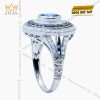Nhẫn nữ vàng trắng Au750 đính kim cương và đá topaz