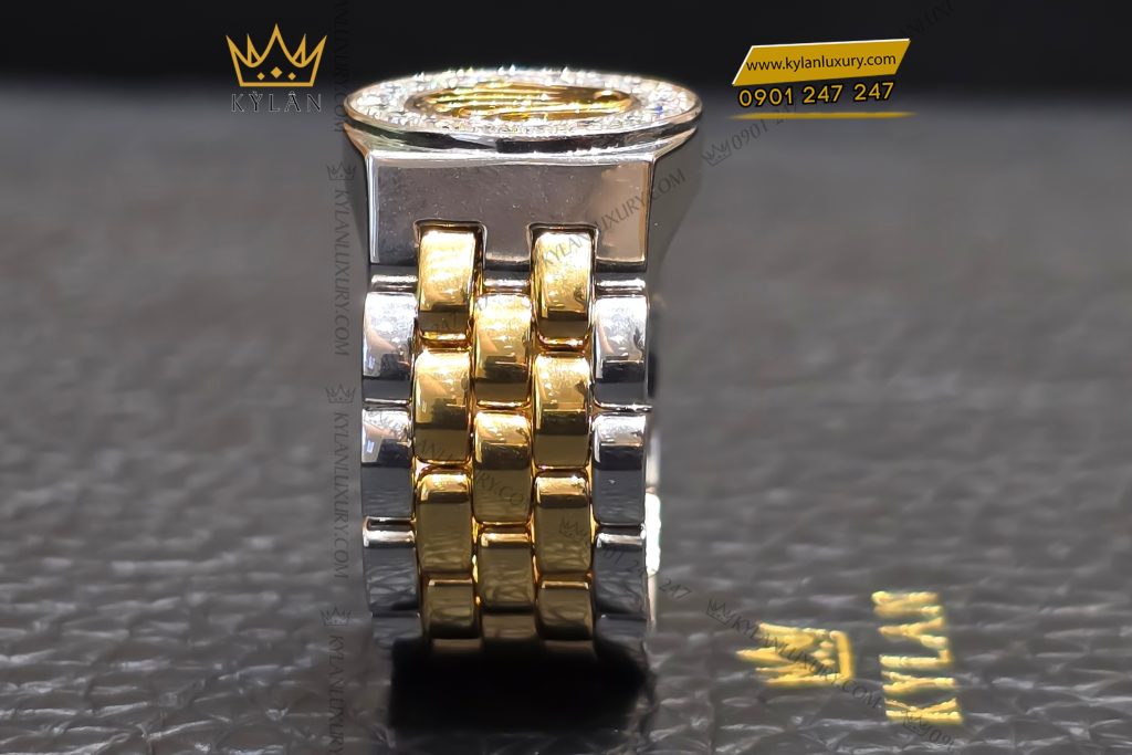Nhẫn Rolex demi vàng vàng Au750 đính kim cương 