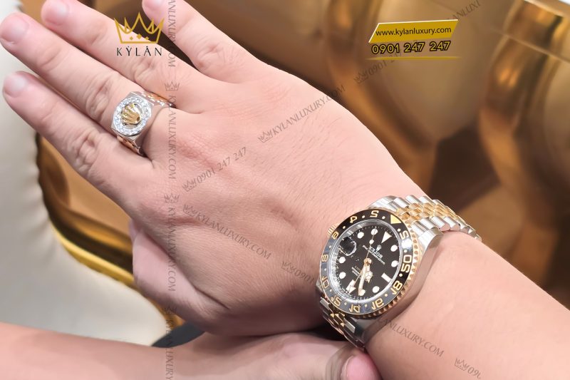 Nhẫn Rolex demi vàng vàng Au750 đính kim cương