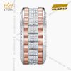 Nhẫn Rolex xoay vàng hồng Au750 đính 4 hàng kim cương