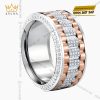 Nhẫn Rolex xoay vàng hồng Au750 đính 4 hàng kim cương