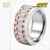 Nhẫn Rolex xoay vàng hồng Au750 đính 4 hàng kim cương