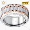Nhẫn Rolex xoay vàng hồng Au750 đính 4 hàng kim cương