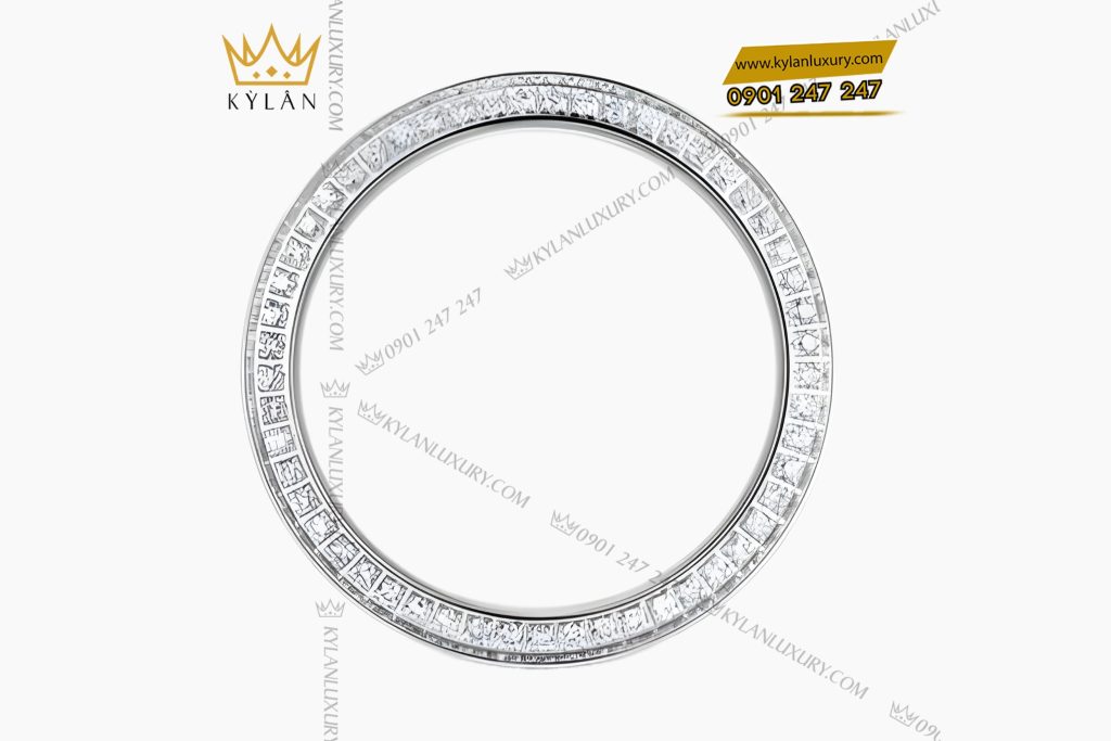 Nhẫn Rolex xoay vàng hồng Au750 đính 4 hàng kim cương