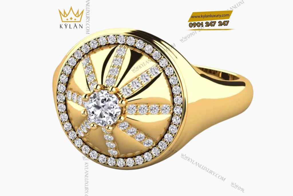 Nhẫn nam vàng Au750 đính kim cương 3 Nhẫn nam vàng Au750 đính kim cương