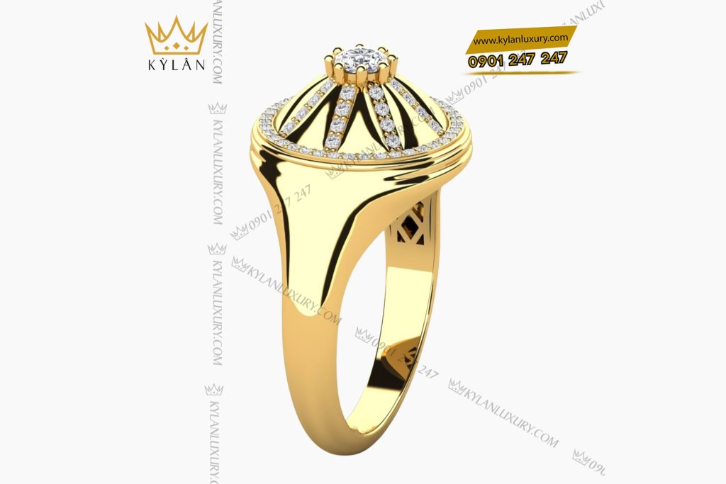 Nhẫn nam vàng Au750 đính kim cương 8 Kỳ Lân Luxury Nhan nam vang Au750 dinh kim cuong 2 Nhẫn nam vàng Au750 đính kim cương