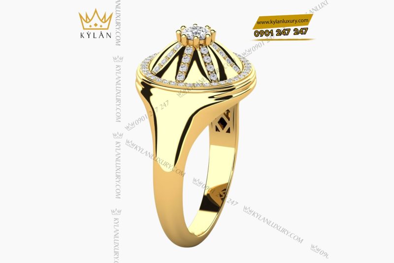 Nhẫn nam vàng Au750 đính kim cương