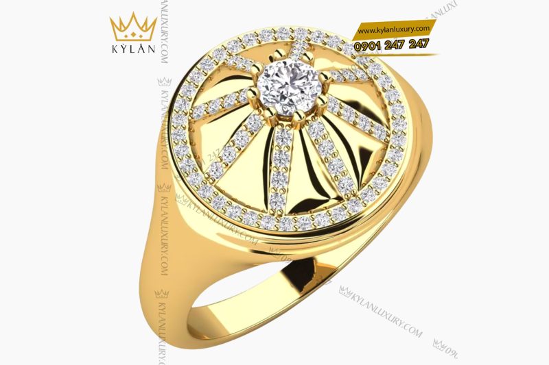 Nhẫn nam vàng Au750 đính kim cương