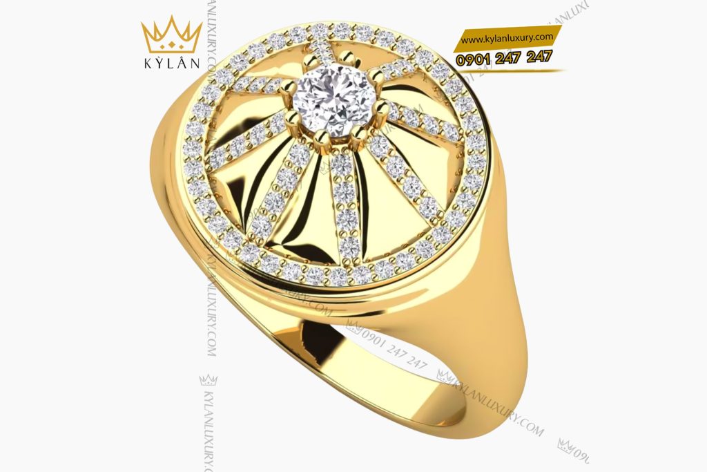 Nhẫn nam vàng Au750 đính kim cương 2 Nhẫn nam vàng Au750 đính kim cương