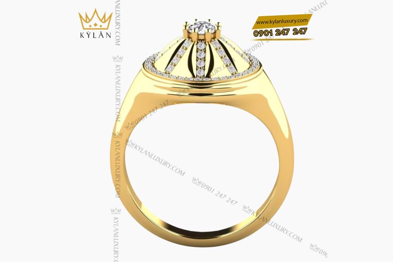 Nhẫn nam vàng Au750 đính kim cương