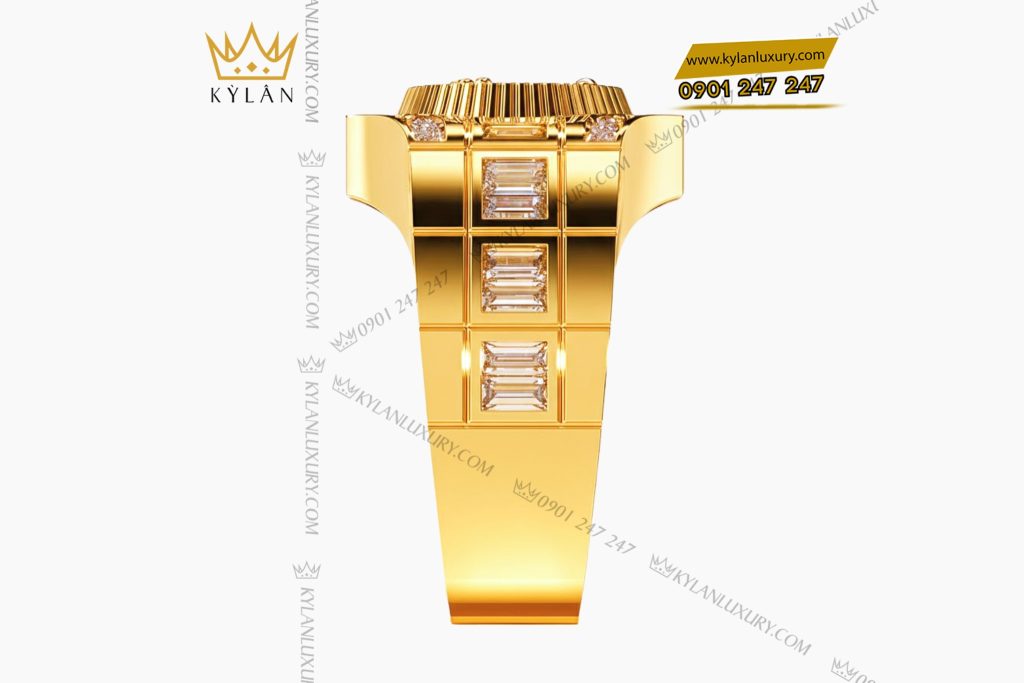 Nhẫn nam vàng Au750 đính kim cương và đá quý đỏ