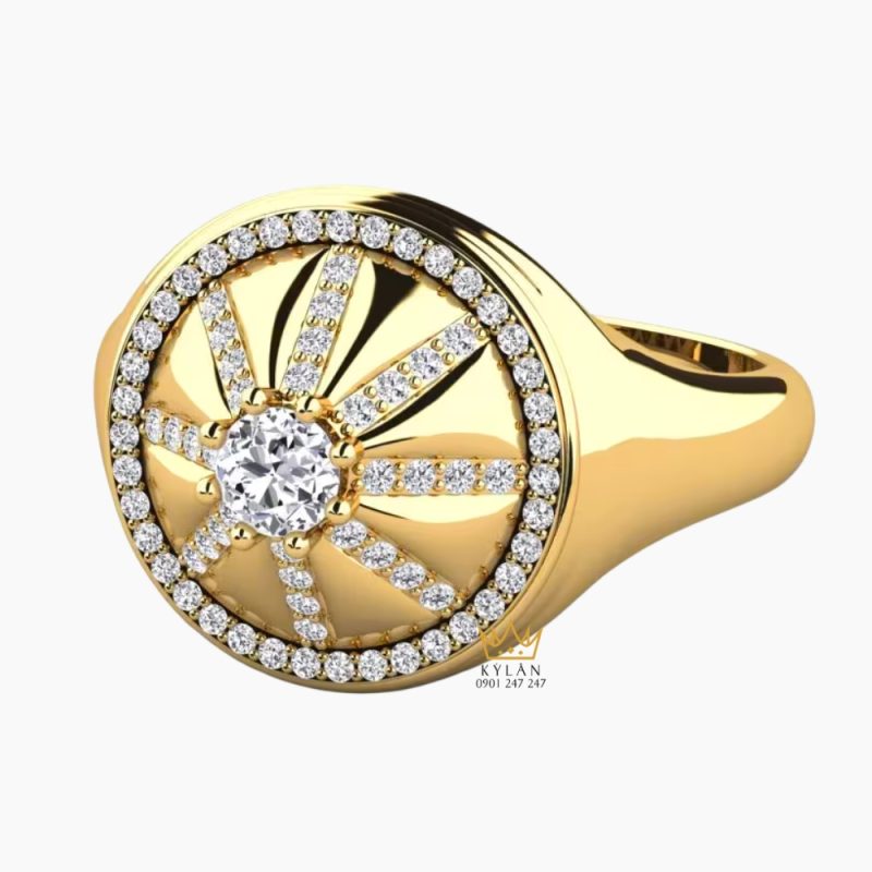 Nhẫn nam vàng Au750 đính kim cương