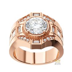 Nhẫn nam vàng hồng Au750 đính kim cương