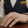 Nhẫn nam vàng hồng Au750 đính kim cương