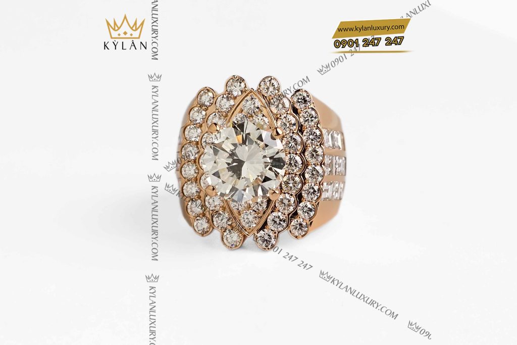 Nhẫn nam vàng hồng Au750 đính kim cương 8 Kỳ Lân Luxury Nhan nam vang hong Au750 dinh kim cuong 10 Nhẫn nam vàng hồng Au750 đính kim cương