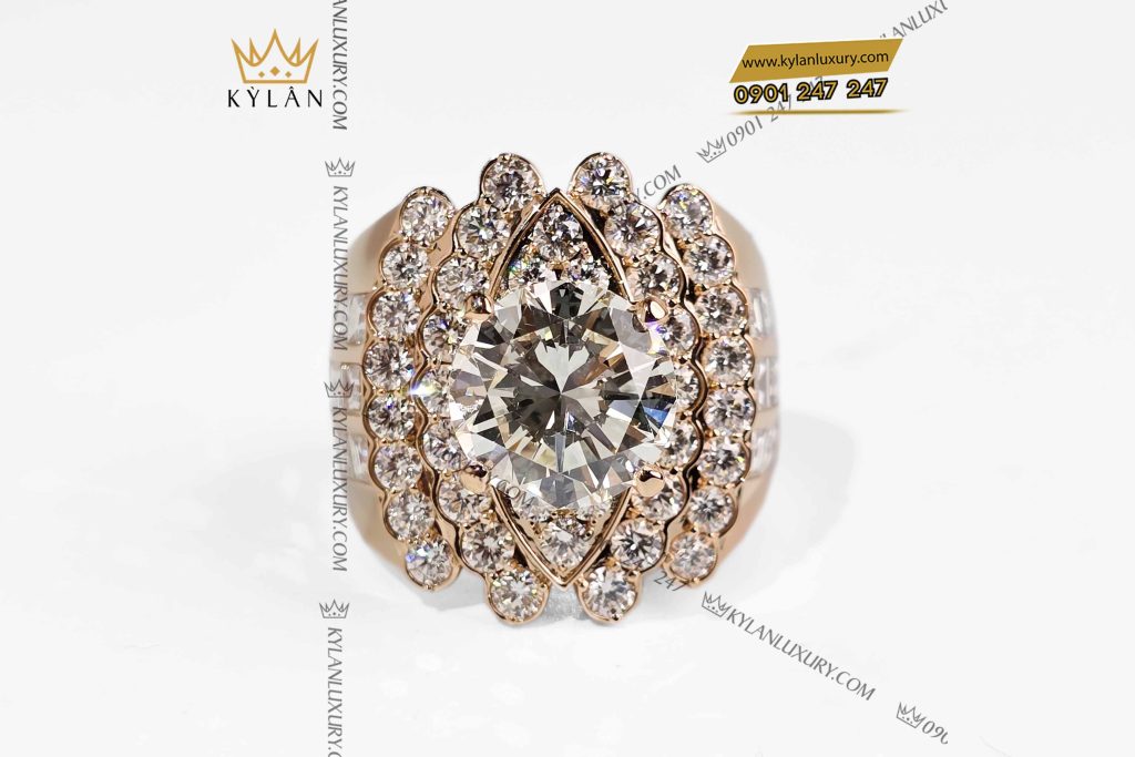 Nhẫn nam vàng hồng Au750 đính kim cương 4 Nhẫn nam vàng hồng Au750 đính kim cương