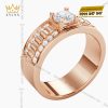 Nhẫn nam vàng hồng Au750 đính kim cương