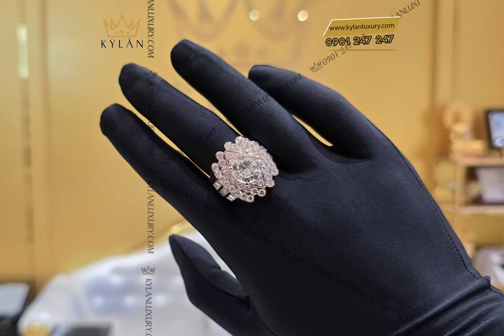 Nhẫn nam vàng hồng Au750 đính kim cương 6 Nhẫn nam vàng hồng Au750 đính kim cương