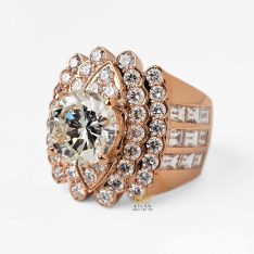 Nhẫn nam vàng hồng Au750 đính kim cương