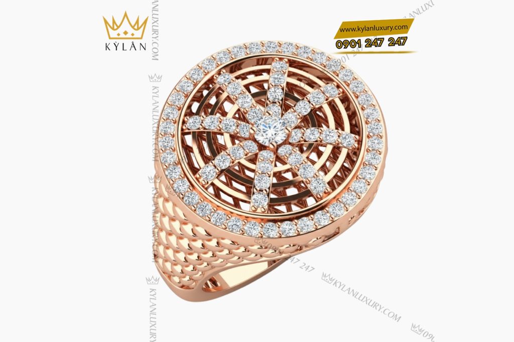 Nhẫn nam vàng hồng Au750 đính kim cương 2 Nhẫn nam vàng hồng Au750 đính kim cương