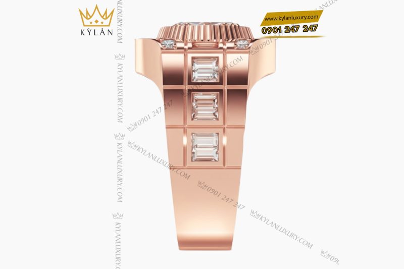 Nhẫn nam vàng hồng Au750 đính kim cương