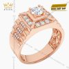 Nhẫn nam vàng hồng Au750 đính kim cương