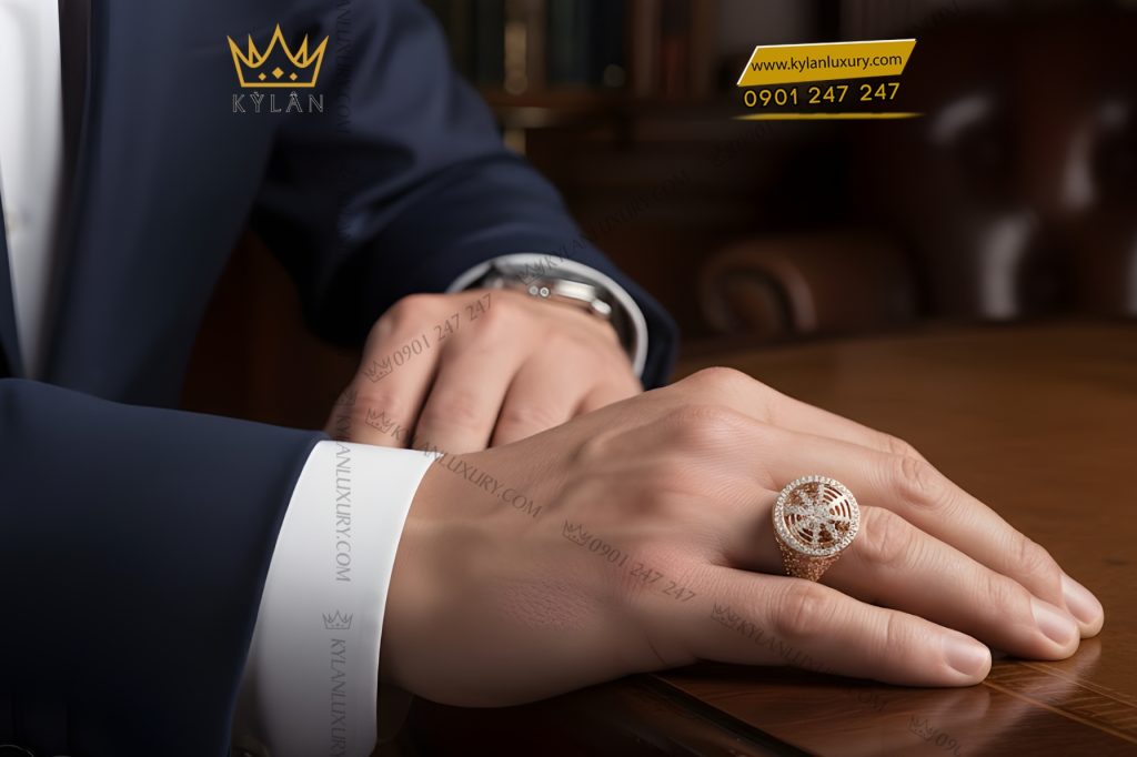 Nhẫn nam vàng hồng Au750 đính kim cương 14 Kỳ Lân Luxury Nhan nam vang hong Au750 dinh kim cuong 8 2 Nhẫn nam vàng hồng Au750 đính kim cương
