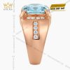Nhẫn nam vàng hồng Au750 đính kim cương và đá Topaz xanh