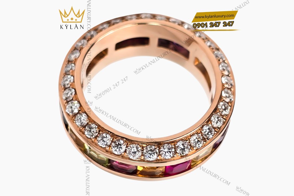 Kỳ Lân Luxury Nhan nam vang hong Au750 dinh kim cuong va da quy 2 1 Nhẫn nam vàng hồng Au750 đính kim cương và đá quý