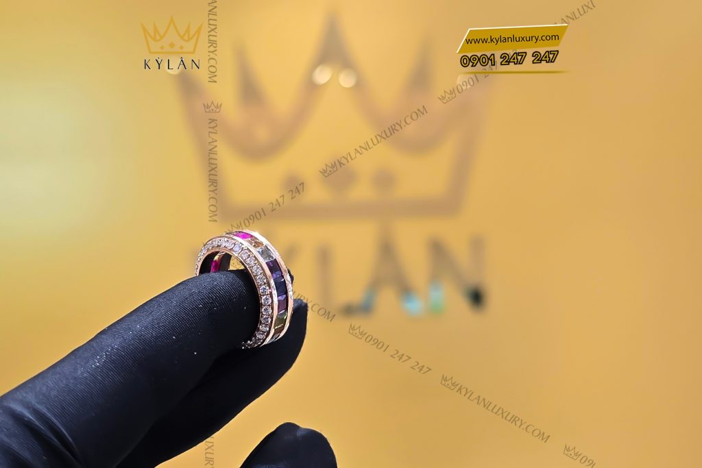 Kỳ Lân Luxury Nhan nam vang hong Au750 dinh kim cuong va da quy 8 1 Nhẫn nam vàng hồng Au750 đính kim cương và đá quý