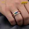 Nhẫn nam vàng hồng Au750 đính kim cương và đá quý