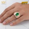 Nhẫn nam vàng hồng Au750 đính kim cương và đá quý xanh