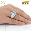 Nhẫn nam vàng trắng Au750 đính kim cương và đá Topaz xanh
