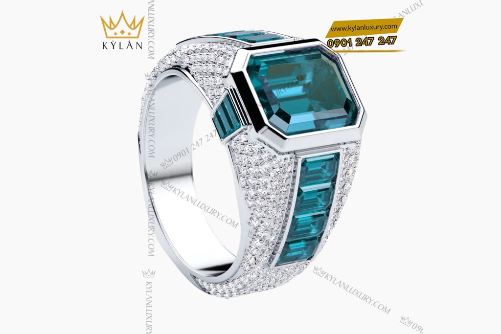 Nhẫn nam vàng trắng Au750 đính kim cương và đá quý 11 Kỳ Lân Luxury Nhan nam vang trang Au750 dinh kim cuong va da quy 4 Nhẫn nam vàng trắng Au750 đính kim cương và đá quý