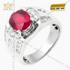 Nhẫn nam vàng trắng Au750 đính kim cương và đá ruby