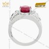 Nhẫn nam vàng trắng Au750 đính kim cương và đá ruby