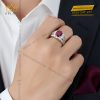 Nhẫn nam vàng trắng Au750 đính kim cương và đá ruby