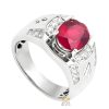 Nhẫn nam vàng trắng Au750 đính kim cương và đá ruby