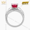 Nhẫn nam vàng trắng Au750 đính kim cương và ruby hồng